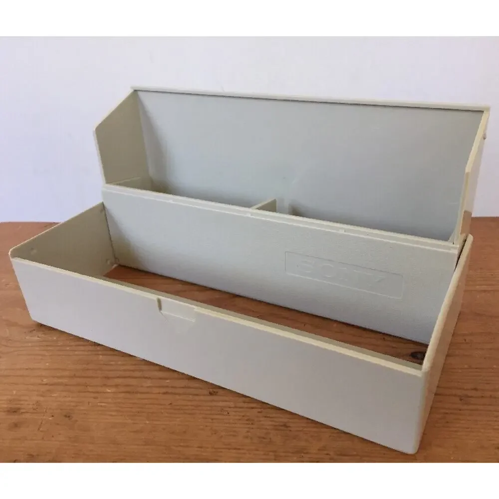 Vintage Sony 3.5in Floppy Disk Media Storage Case Top Open Hard Body Box Beige